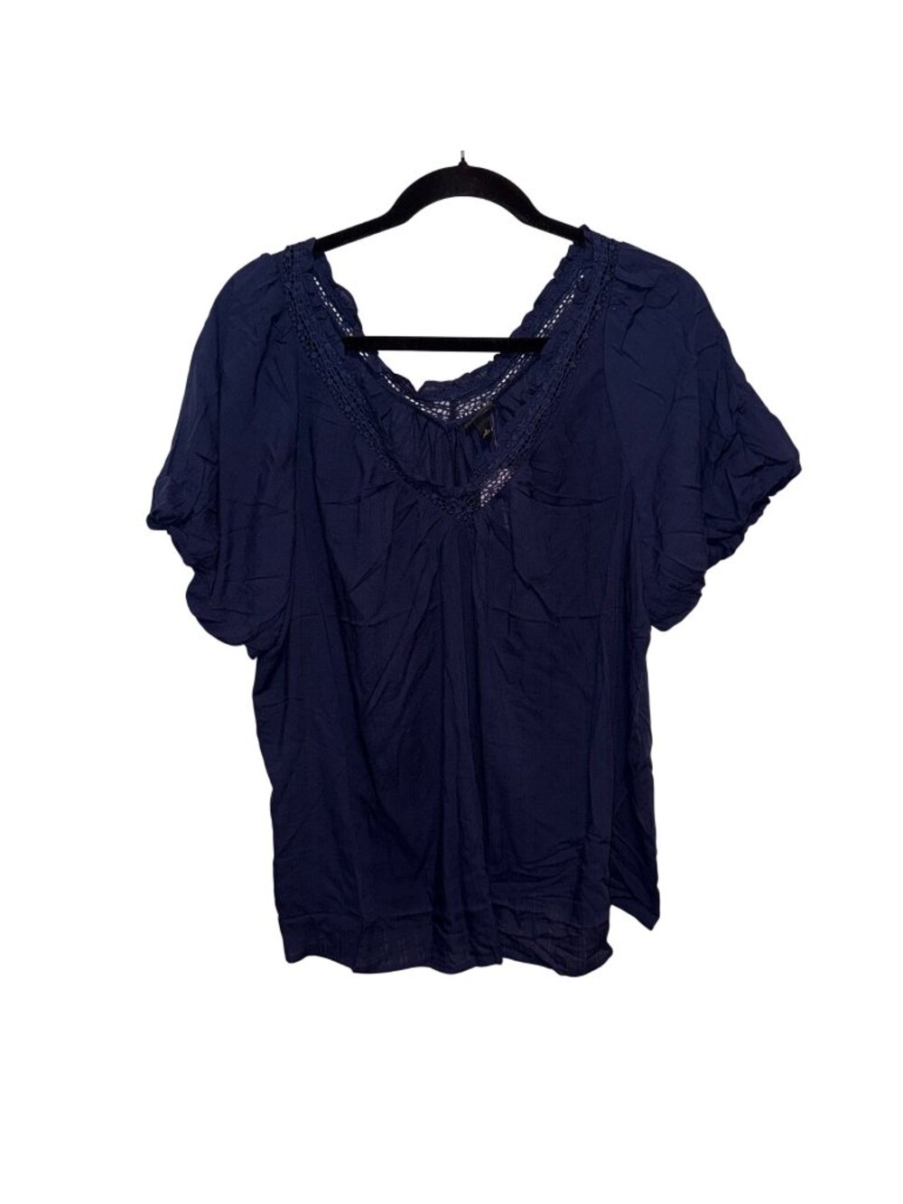 NWT Torrid Navy Blue Short Sleeve Crochet Trim Blouse Size 3X